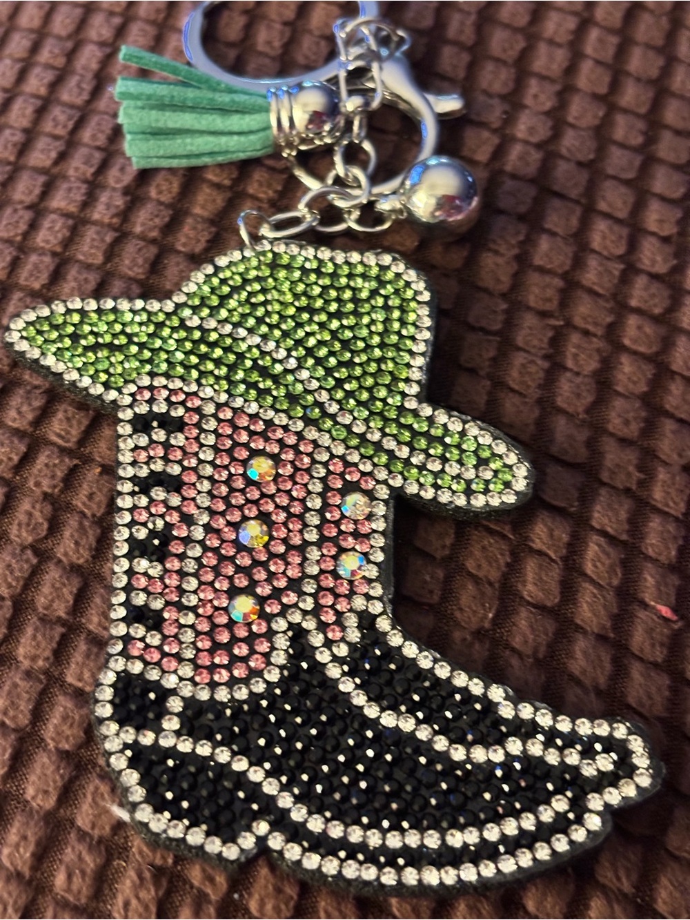 Rhinestone Cowboy Boot & Hat Keychain Western Cowgirl Bling